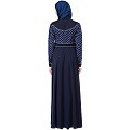 Designer polka dotted Umbrella abaya- Navy Blue Designer polka dotted Umbrella abaya- Navy Blue